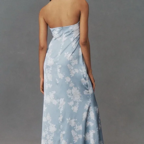 Anthropologie Sky Blue Floral Halter Maxi Dress - Picture 2 of 7